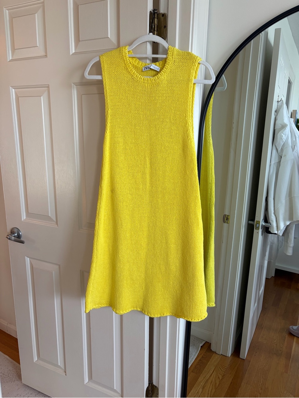 Zara Bright Yellow Sleeveless Knit Midi Dress
